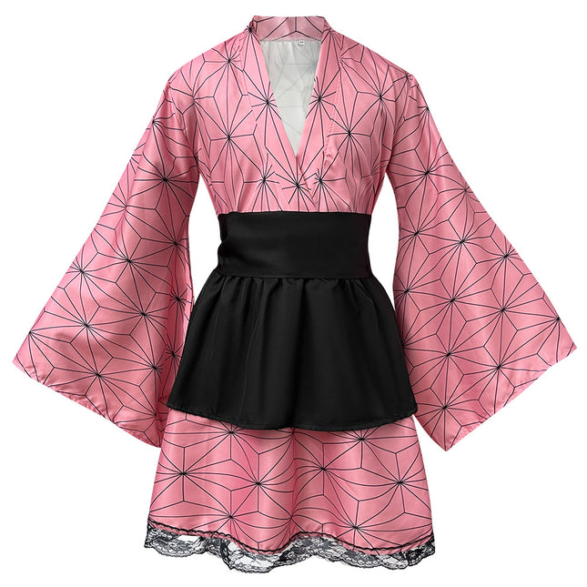 Spot Halloween Demon Slayer Anime Kamado Tanjiro Nezuko Cospaly Costume Japanese Kimono