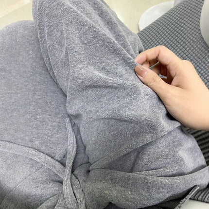 Lazy Gray Towel Pants Thickeneded and Velvet 2025 Autumn and Winter Loose Slimming Look Small Soft Waxy Wide Leg Pants for Women