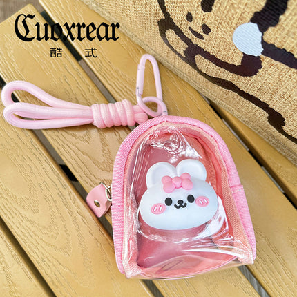 Original Cute Patch Transparent Coin Purse Headset Mini Storage Bag Keychain Going Out Small Schoolbag Pendant