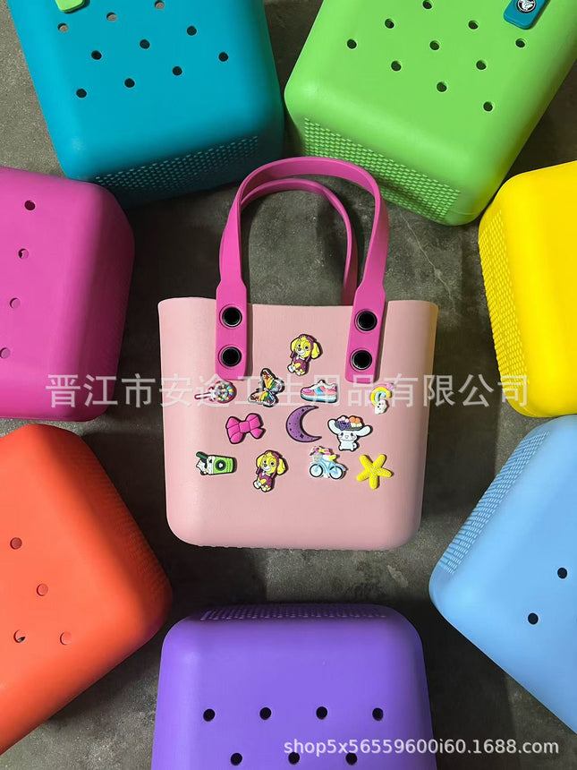 EVA Beach Bag DIY Hole Bag Women's Handbag Macaron Cross-border Hot Lunch Bag Cartoon Children's New