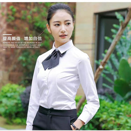 Shirt men's business solid color men's and women's long sleeve professional dress a generation of embroidered LOGO men's white shirt