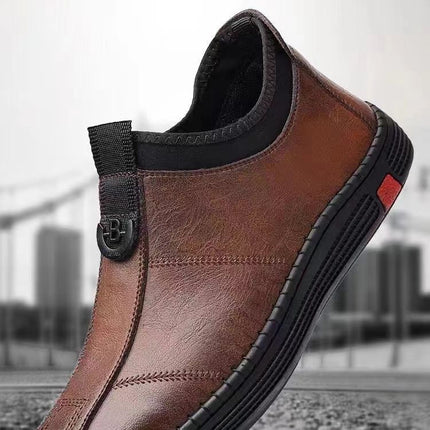 New Men's Single Cotton Casual Leather Shoes fleece-lined Warm High-top Soft Bottom Dad Shoes Simple Fashion Men's Cotton Shoes