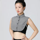 Black and white checkered stand collar-pure cotton
