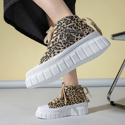 Cross-Border Spring and Autumn Large Size Women's Shoes, Thick-Soled Canvas Shoes, Women's Metal Zipper Love Decoration Casual Sports Shoes
