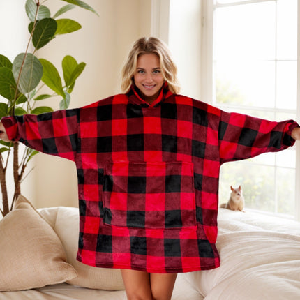 Lazy Pullover Long-Sleeve Pajamas with Lamb Fleece Tv Blanket Hoodie, Tv Blanket Manufacturer, Thickened Thermal Clothing for Warmth