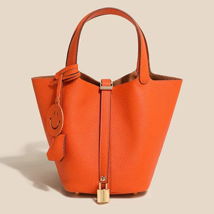 Bags for Autumn and Winter 2025, First Layer Cowhide Bucket Bag, Handheld Mommy Bag, Genuine Leather Tote Bag, Large Capacity Women's Bag