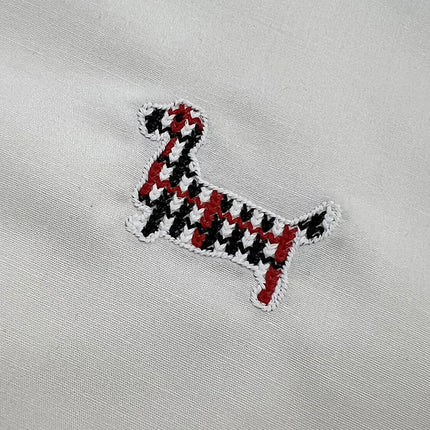 Men's Luxury European Style Slim-Fit Tencel Cotton Non-Iron Fashion Business Shirt with Embroidered Dog Design Long-Sleeve Men's Shirt