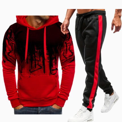 Spring and Autumn New Men's European and American Cross-border Casual Printed Sweater Long Sleeve Hoodie Hoodie Sweatshirt Jacket suit