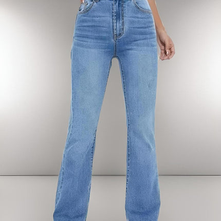 Source Factory 2025 New High-Waisted Straight-Leg Light Blue Jeans Women's Long Pants Cross-Border Foreign Trade Selection