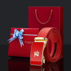 Gold buckle red face [full red belt body]-red gift box / 105cm