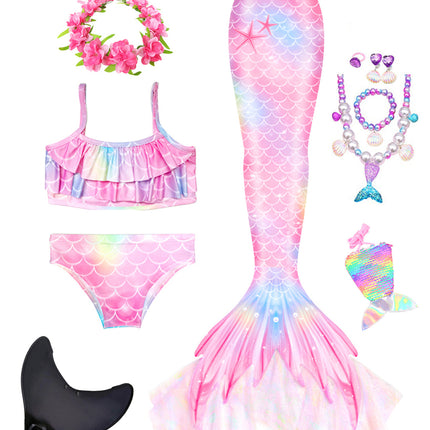 Girls Mermaid Swimsuit Mermaid Tail with Gauze Ariel Princess Swimsuit Children's Swimsuit