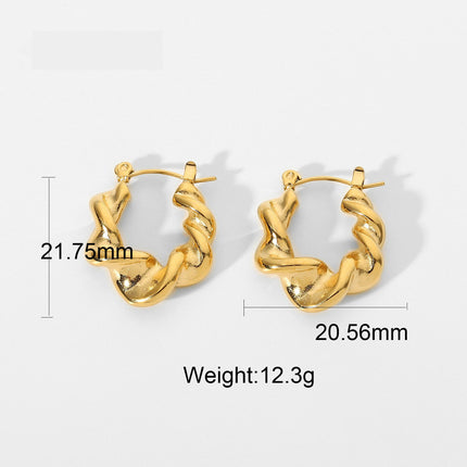 Cross-border European and American earrings ins fashion short C- shaped horns earrings stainless steel 18K gold-plated earrings women wholesale