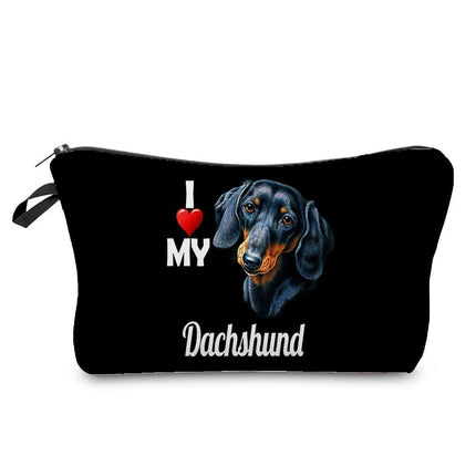 Trendy new sausage dog printed cosmetic bag cute animal cosmetics storage bag large capacity wash bag