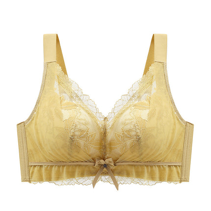 Lace Underwear Women's Thin Large Chest Showy Small Rings-Free Gathering Large Size Adjustable Parammary Latex Bra Size 46