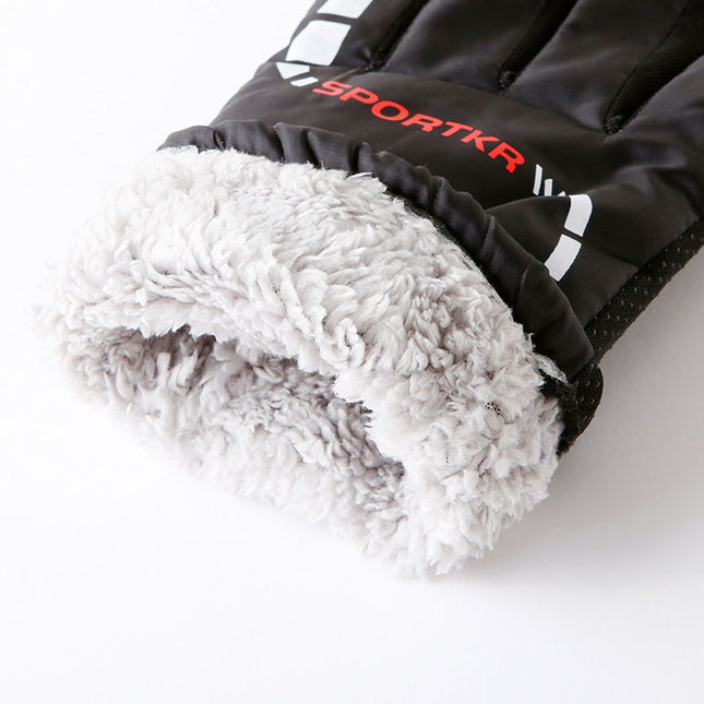 Men's and Women's Winter Warm Gloves Thickened fleece-lined Motorcycle Electric Vehicle Cold-proof Cotton Gloves Outdoor Windproof Ski Gloves