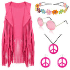 Pink jewelry + rose red tassel / S
