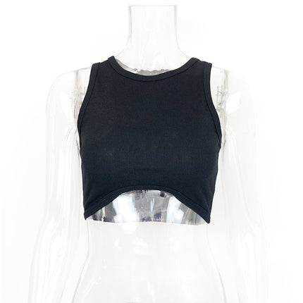 2023 Summer European and American Cross-border Fashion ins Sexy Vest Navel High Waist Sleeveless Top for Women
