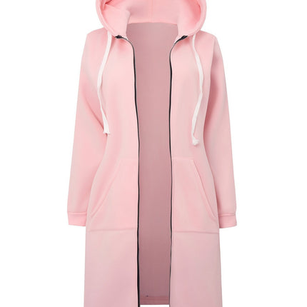 [Pink Plus Size Breathable Hoodie] Plus Size Solid Color