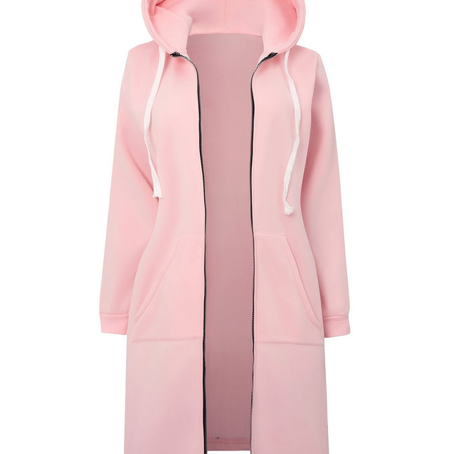 [Pink Plus Size Breathable Hoodie] Plus Size Solid Color