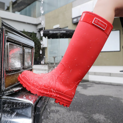 New High-Top Rain Boots for Women, Fashionable Outdoor Fishing Water Shoes, Waterproof and Non-Slip Long-Tube Rubber Shoes, Camping Work Rain Boots