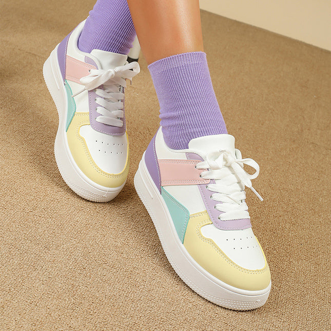 White Shoes Women's New Fashion Sports Casual Shoes Cross-border Foreign Trade plus size All-match Breathable Thick Sole Heightening Shoes