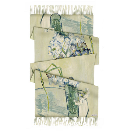Cross-border winter Van Gogh oil painting series bottle Carnation cashmere tassel thick long scarf shawl warm scarf