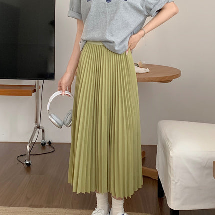 Simple Multi-color New Pleated Skirt Skirt Women's High Waist Slimming Solid Color Draped Mid-length Pleated Skirt