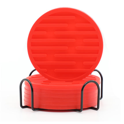 Silicone Coaster 10cm Round Heat Insulation Mat Marble Coffee Coaster Mat Anti-Perm Mat Set Storage Striped Drain