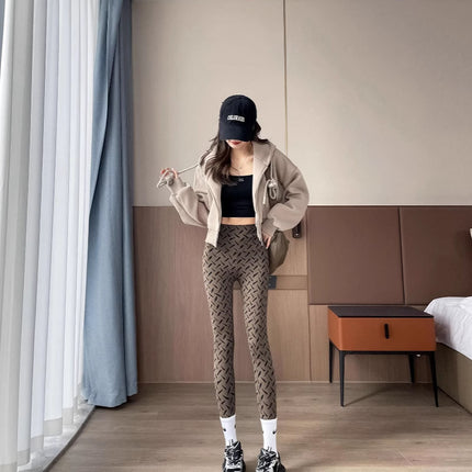 2025 New Women's Starry Dot Print Leggings Women's Nine-Point Pants Yoga Slimming Outerwear Women's Pants
