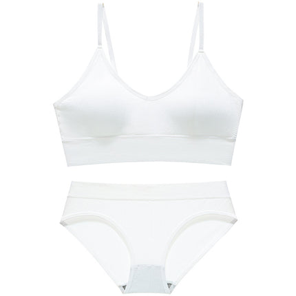 Underwear Women's Big Chest Showing Small Thin French Style Triangle Cup Bra Set No Steel Ring Beautiful Back Base Camisole