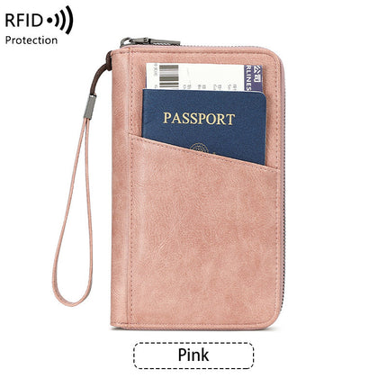 Cross-border New RFID Anti-magnetic Wallet Zipper Passport Bag Certificate Bag Air Ticket Storage Bag Multifunctional Passport Wallet