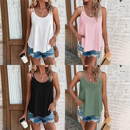 2025 Women's Clothing Mesh Embroidered Camisole Beach Vacation Dress Beach Vacation Dress