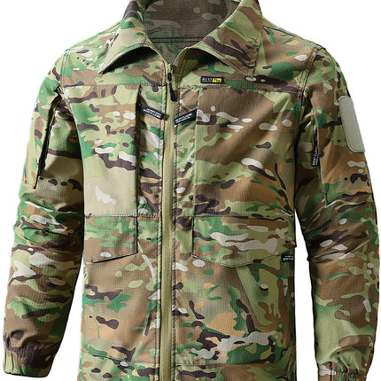 Outdoor Summer Camouflage Clothing suit Men's Wear-resistant Tear-resistant Multi-pocket Labor Protection Breathable Quick-drying Training Clothing Men's Tooling