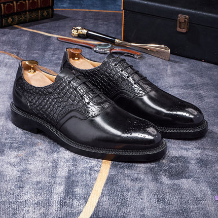 Elegant Men's Business Dress Shoes High Quality Natural Full Cow Leather Men Social Modern Office Pointed Toe Oxford Shoes