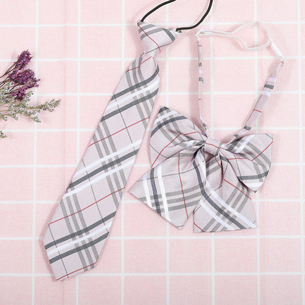Japanese and Korean striped jk/dk college style men's and women's red cyanotic gray blue shirt accessories tie-free collar set