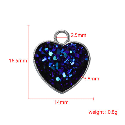 Cross-border 13MM peach heart-shaped stainless steel starry pendant bottom mop resin starry DIY jewelry accessories