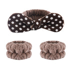 Brown polka dot headband + 2 brown wristbands/flat car interface