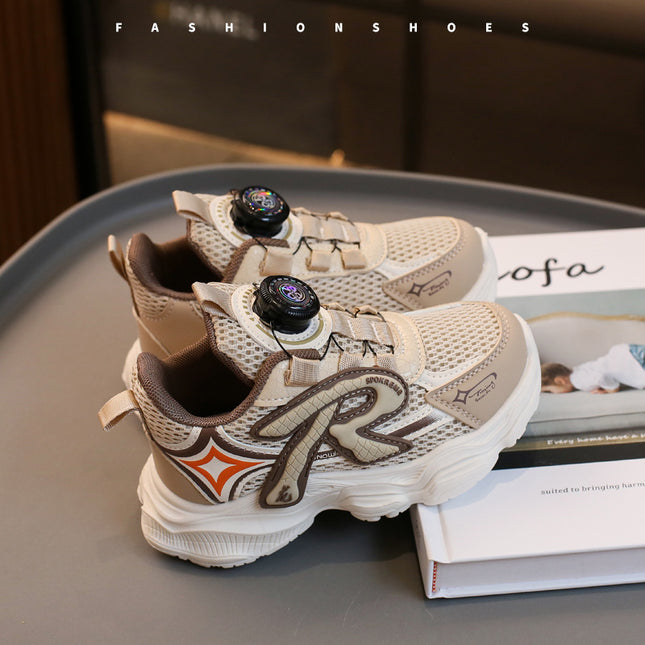 Children's Sports Shoes 2025 Spring & Fall New Popular Fashion Mesh Button Daddy Casual and Comfortable Sports Shoes Trend