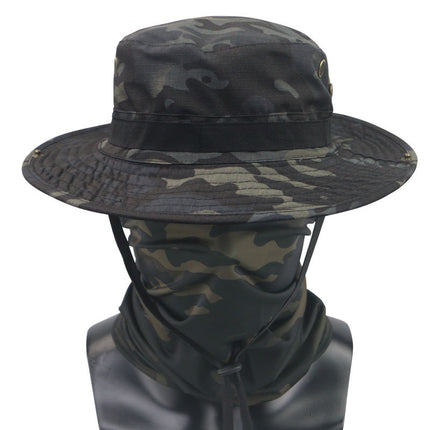 Summer Camouflage Tactical Penny Hat suit Multi-function Magic Hood Fishing Cap Sunscreen Protective Breathable Fisherman Hat