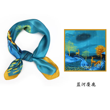 Spring and Summer 70cm Small Square Scarf Women's Autumn and Winter New Foreign Style Fashion All-match Shake Tone Same Scarf Scarf