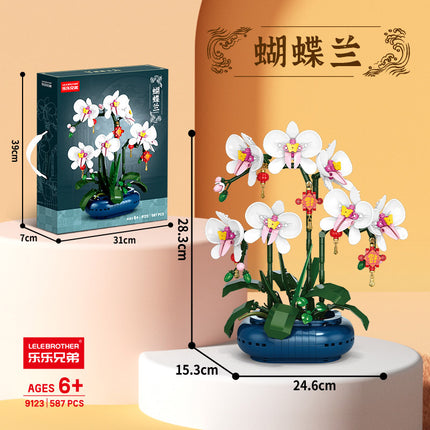Lele Brothers W1001 Spring Festival Flower Basket Building Blocks Auspicious Ruyi Children's Educational Assembled Toys Ornaments Wholesale