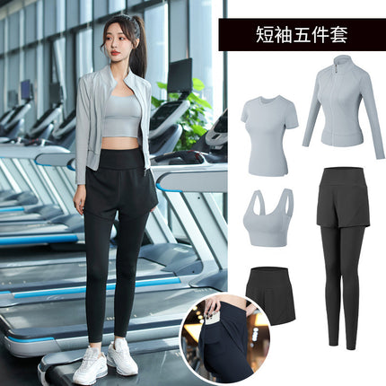 Yoga Clothing Suit for Women 2025 New Flesh-Covering Running Suit for Women Morning Running Sports Fitness Quick-Drying Clothing Wholesale