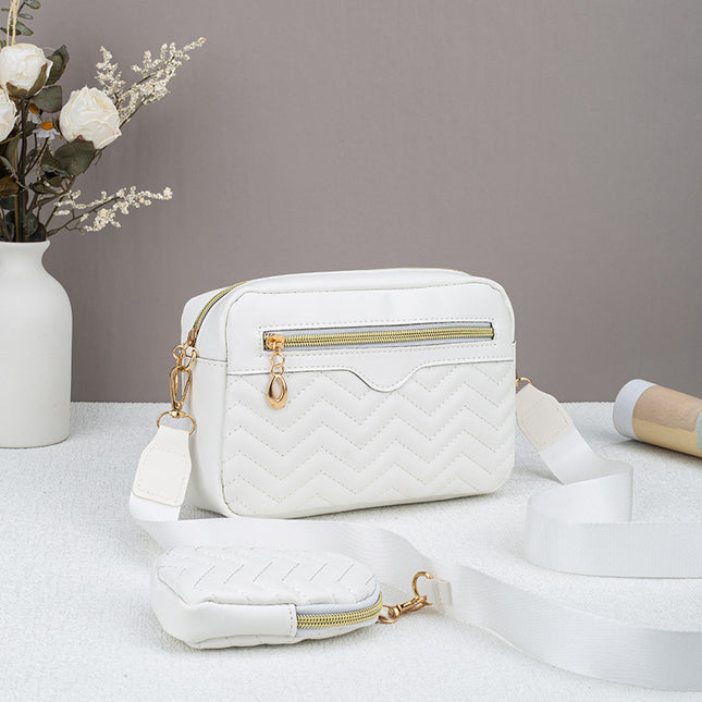 Dropshipping Women's Quilted Pattern Crossbody Bag Casual Normcore Shoulder Bag with Mini Money Hanging