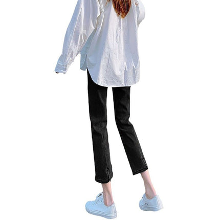 Small Denim Pipe Pants Women's Spring and Autumn New Korean-style Trendy Ins All-match Slimming Small Straight Pants