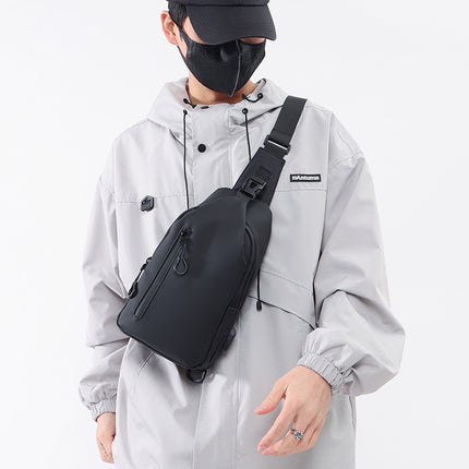 Cross-border New Chest Bag Men's High-end Messenger Bag Men's Water-repellent Shoulder Bag USB Charging Chest Bag