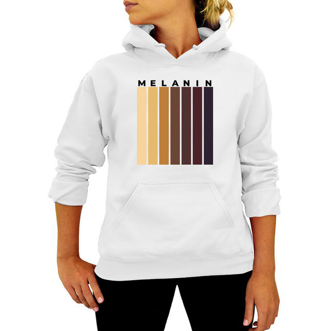 MELANIN striped printed hooded sweater autumn and winter European and American women's top loose Amazon foreign trade cross-border