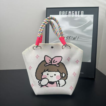 New Versatile and Cute Handbag Knitted Bag Tote Large Capacity Shoulder Bag Handbag Woven High-End Bag