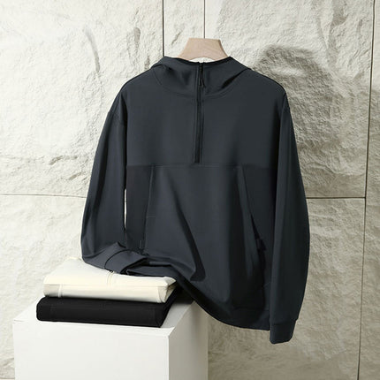 City Fan! Half zipper design! Foreign trade men's autumn lovers outdoor hooded casual fleece sweater tide