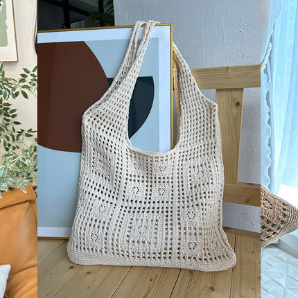 Knitted bag vintage mesh hollow simple woven bag women's bag Shoulder Bag bags wool handbag shopping bag