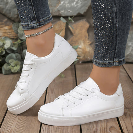 Women's White Casual Sneakers 2025 New Versatile Cross-Border Sports Casual Flat Couple Shoes Large Size